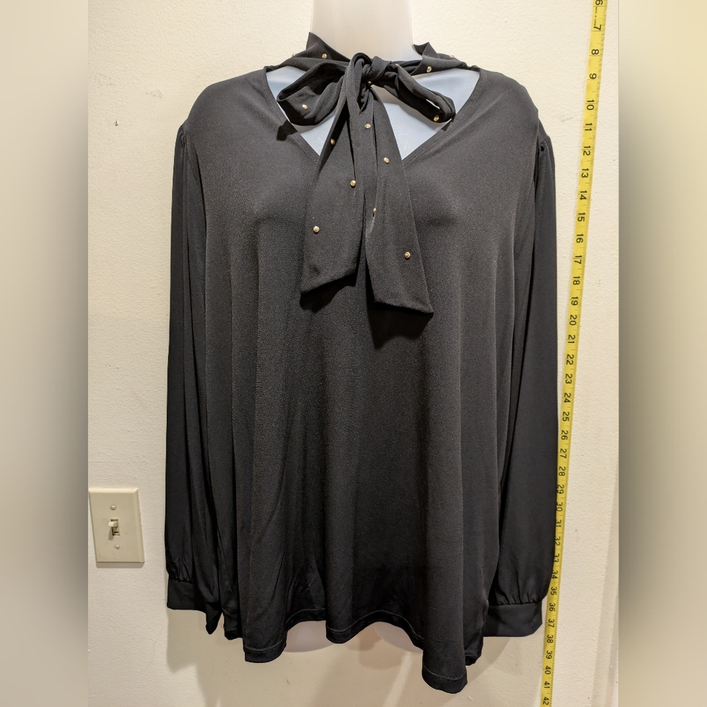 Michael Kors Black Blouse with Bow Accent Size 2x